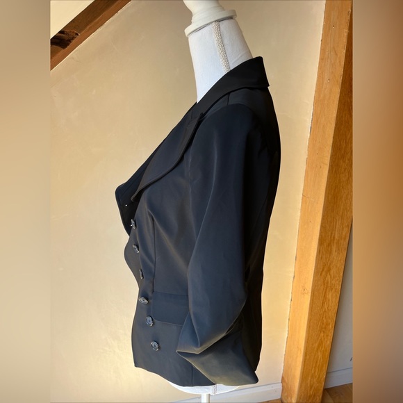 💜SOLD💜 Elizabeth and James, black jacket with ruched sleeves - Picture 2 of 7